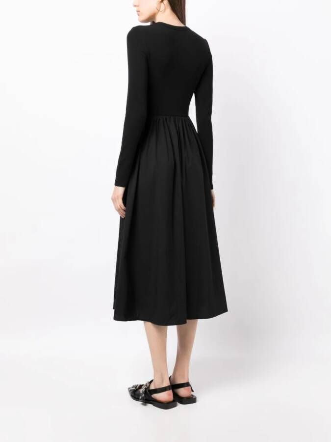 b+ab Midi-jurk met pofmouwen Zwart