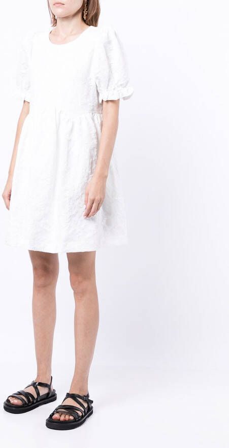 b+ab Mini-jurk met bloemenjacquard Wit