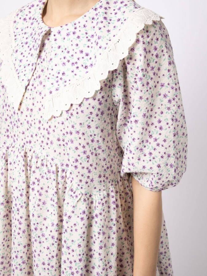 b+ab Mini-jurk met bloemenprint Beige