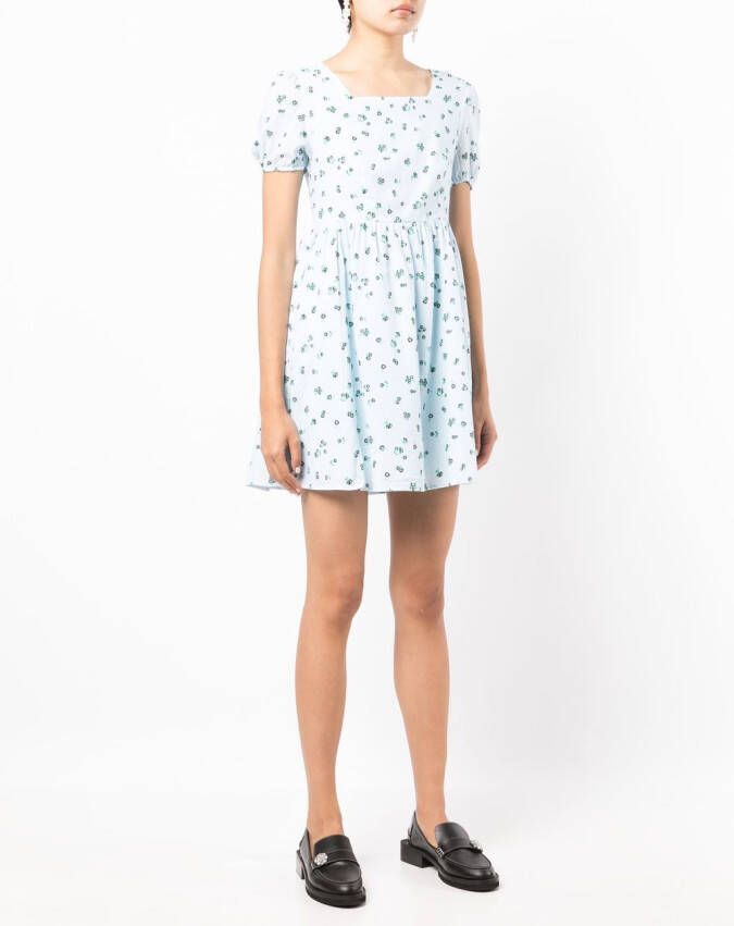 b+ab Mini-jurk met bloemenprint Blauw
