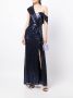 Badgley Mischka Midi-jurk met open schouders Blauw - Thumbnail 2