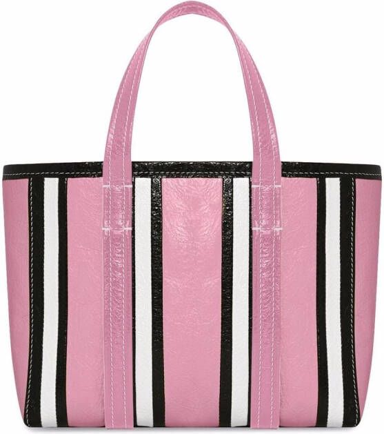 Balenciaga Barbès East-West gestreepte shopper Roze