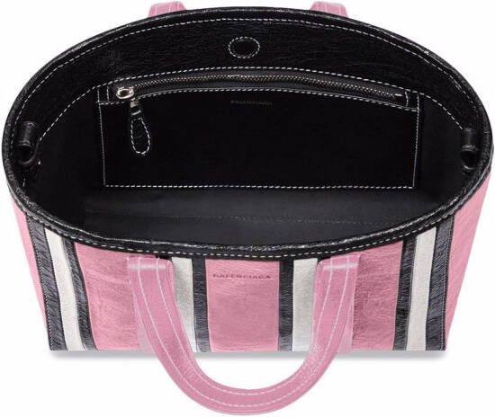 Balenciaga Barbès East-West gestreepte shopper Roze