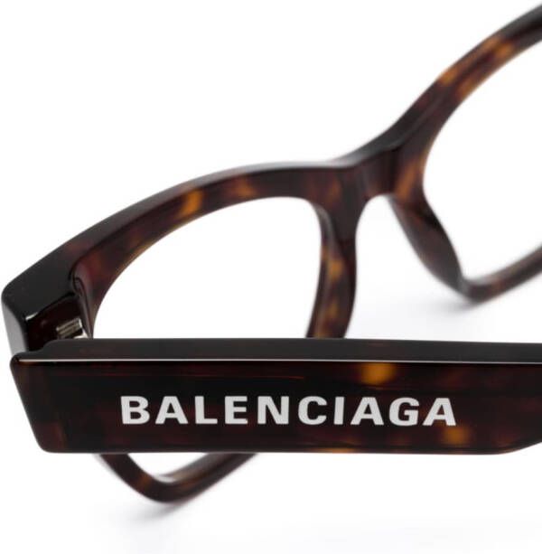 Balenciaga Eyewear Bril met gegraveerd logo Bruin