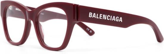 Balenciaga Eyewear Bril met gegraveerd logo Rood