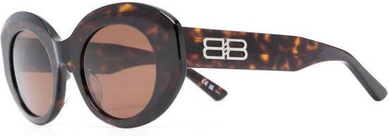 Balenciaga Eyewear Zonnebril met rond montuur Bruin