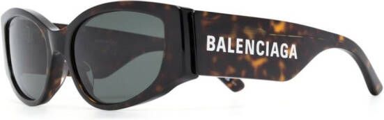 Balenciaga Eyewear Biker zonnebril met logoprint Bruin
