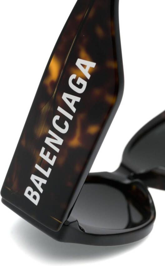Balenciaga Eyewear Biker zonnebril met logoprint Bruin