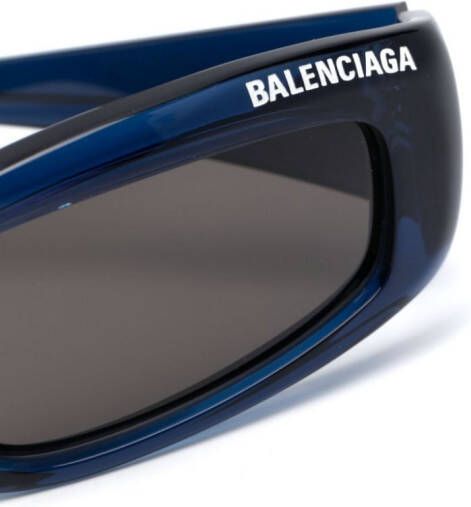 Balenciaga Eyewear Zonnebril met logoprint Blauw