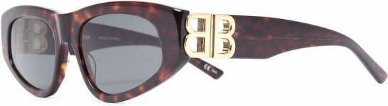 Balenciaga Eyewear Zonnebril met logoplakkaat Bruin