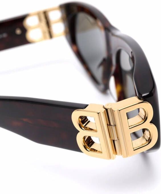 Balenciaga Eyewear Zonnebril met logoplakkaat Bruin