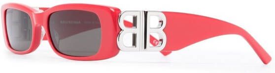 Balenciaga Eyewear Zonnebril met rechthoekig montuur Rood