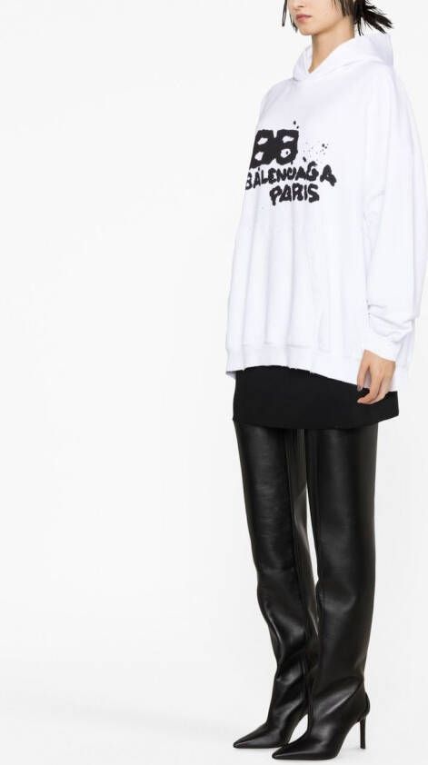 Balenciaga Katoenen hoodie met graffiti logo Wit