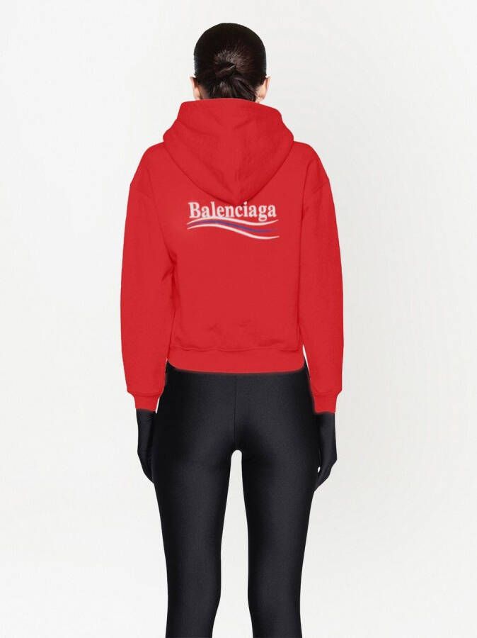 Balenciaga Hoodie met logoprint en rits Rood