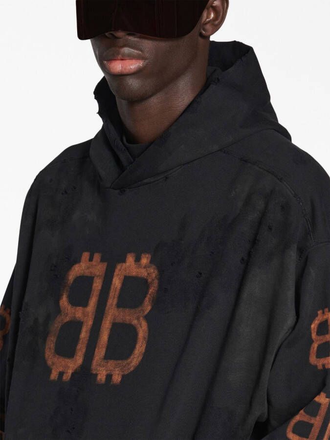 Balenciaga Hoodie met print Zwart
