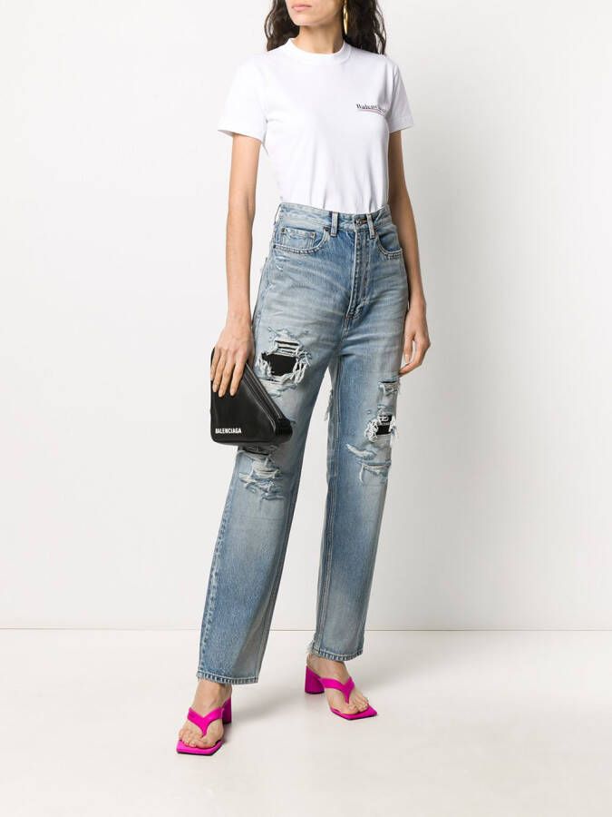 Balenciaga Jeans met gerafeld detail Blauw