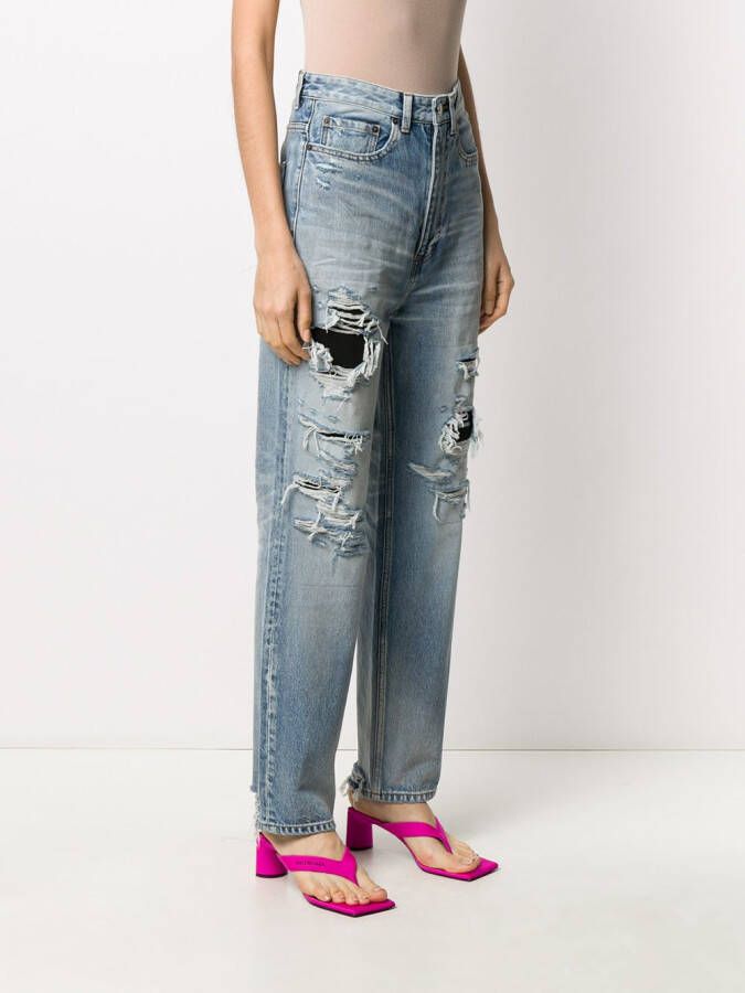 Balenciaga Jeans met gerafeld detail Blauw