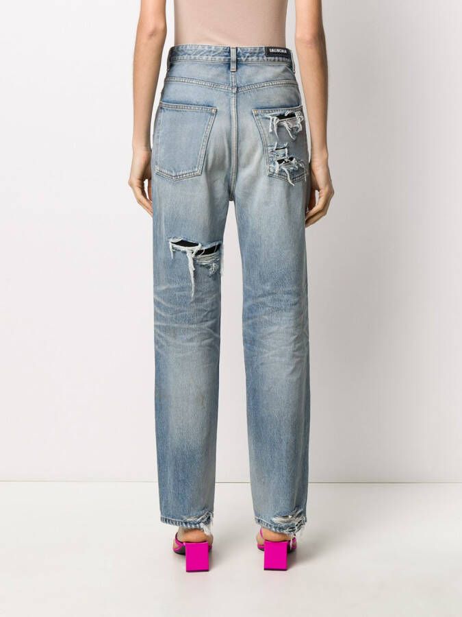 Balenciaga Jeans met gerafeld detail Blauw