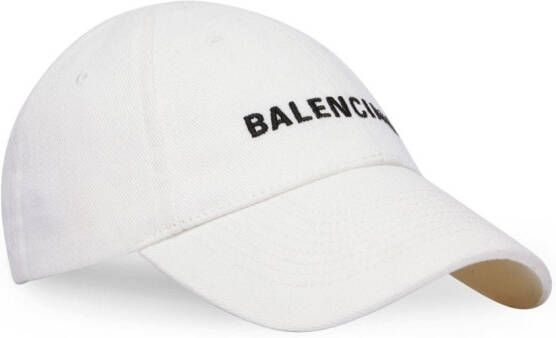 Balenciaga Kids Honkbalpet met geborduurd logo Wit