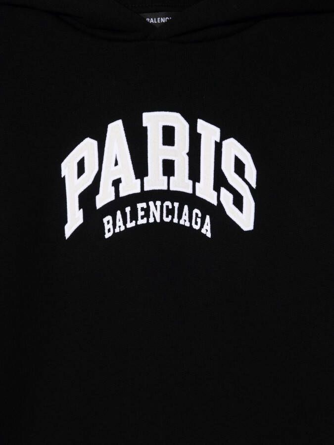 Balenciaga Kids Hoodie met geborduurd logo Zwart