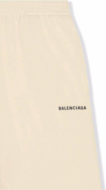Balenciaga Kids Trainingsshorts met logoprint Beige