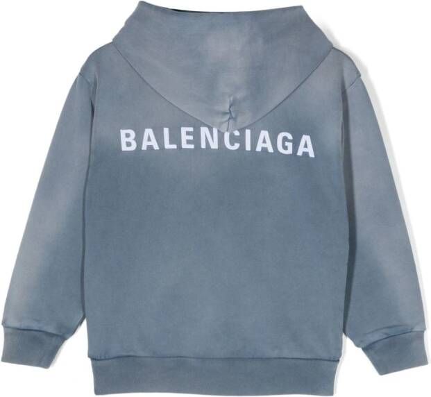 Balenciaga Kids Hoodie met logoprint Blauw