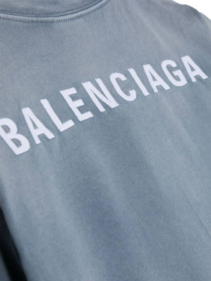 Balenciaga Kids T-shirt met logoprint Blauw