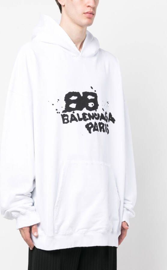 Balenciaga Hoodie met logoprint Wit