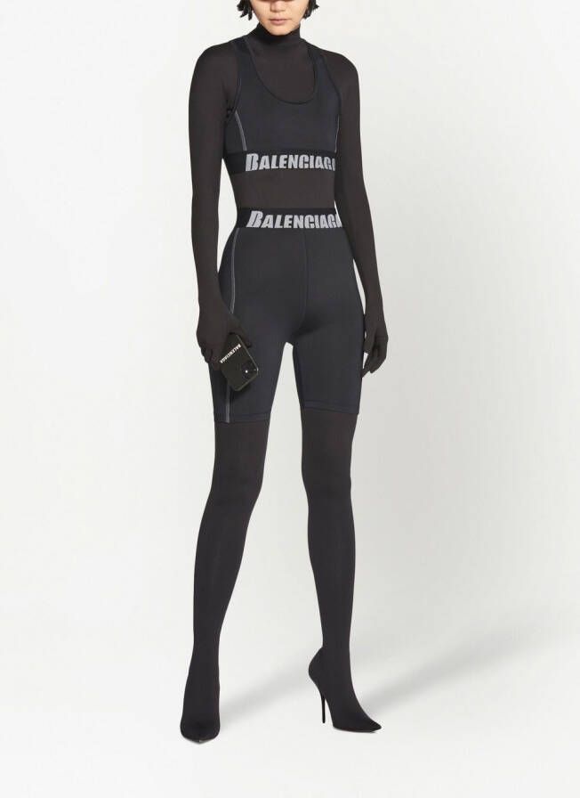 Balenciaga Fietsshorts met logoband Zwart