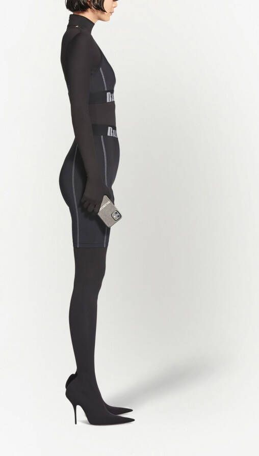 Balenciaga Fietsshorts met logoband Zwart