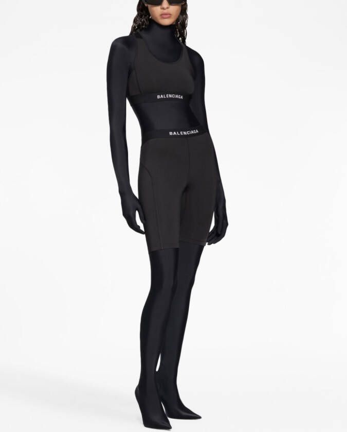 Balenciaga Shorts met logoband Zwart