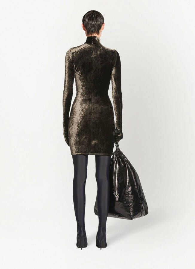 Balenciaga Mini-jurk met fluwelen-effect Bruin