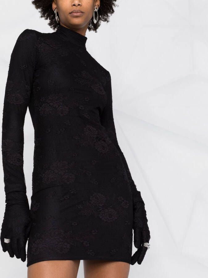 Balenciaga Mini-jurk met geborduurde bloemen Zwart