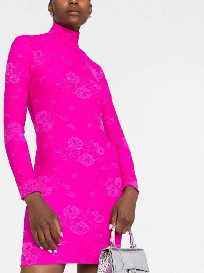 Balenciaga Mini-jurk met hoge hals Roze