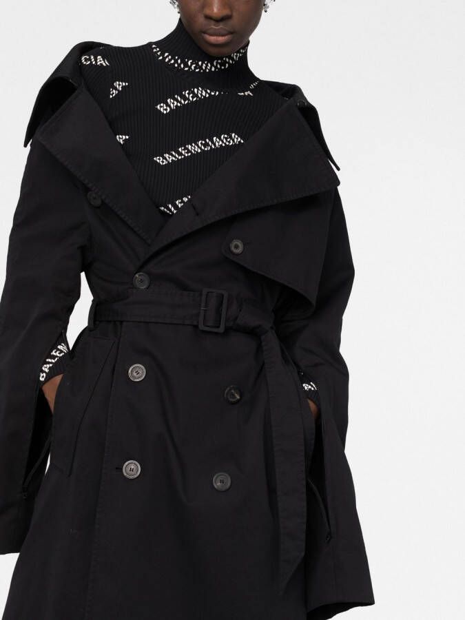 Balenciaga Off-shoulder trenchcoat Zwart