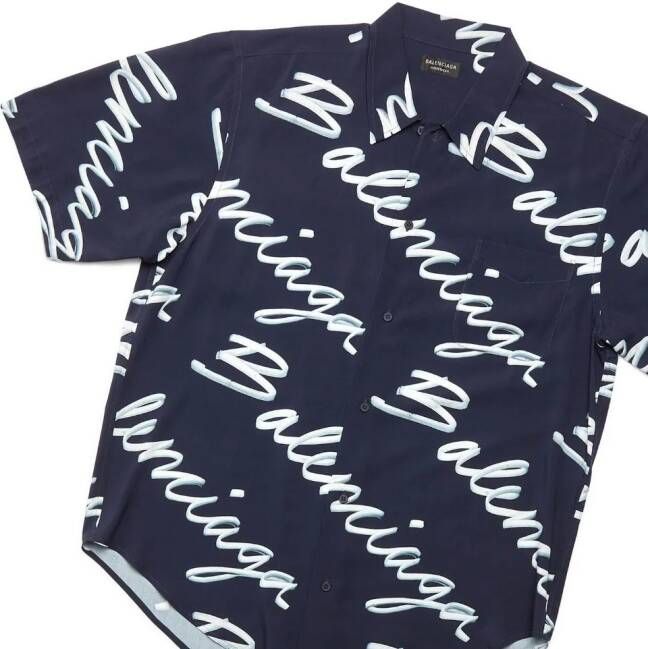 Balenciaga Overhemd met logoprint Blauw