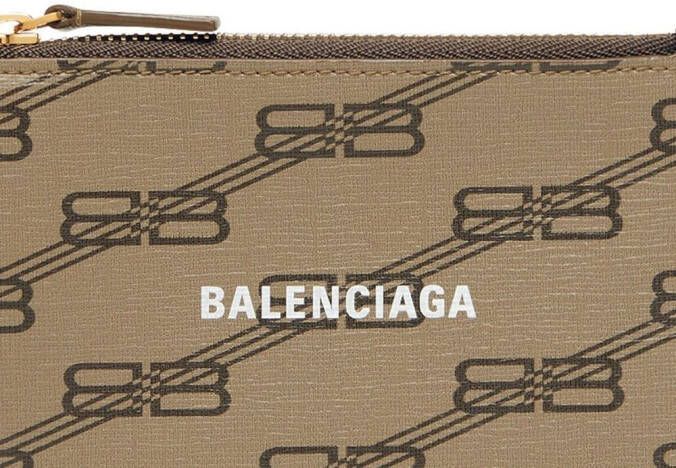 Balenciaga Pasjeshouder met monogram en rits Bruin