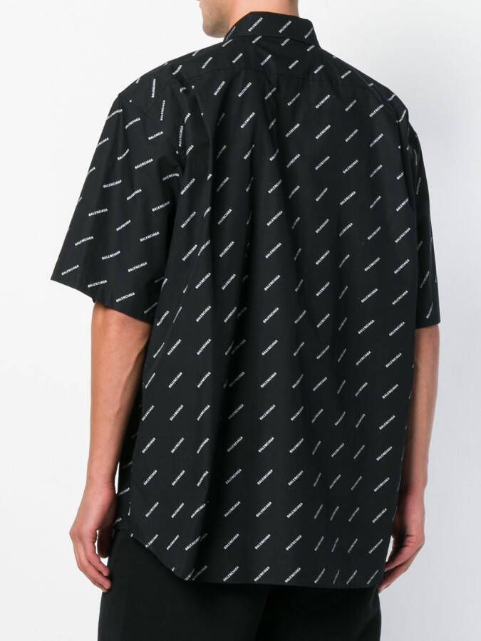 Balenciaga poplin shirt met all-over logoprint Zwart