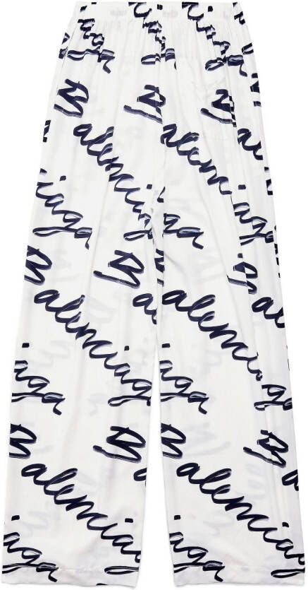 Balenciaga Pyjamabroek met logo Wit