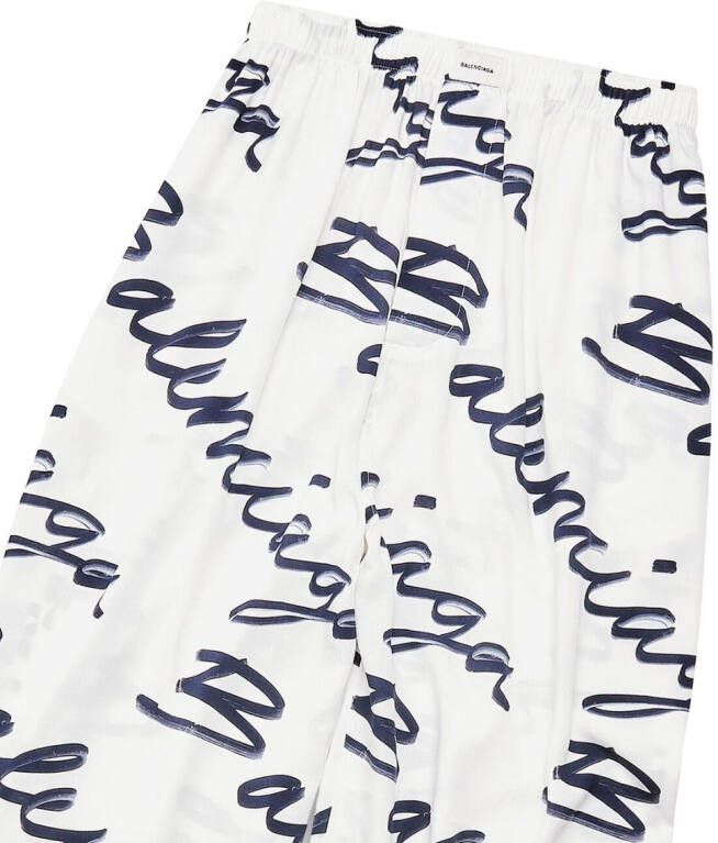 Balenciaga Pyjamabroek met logo Wit