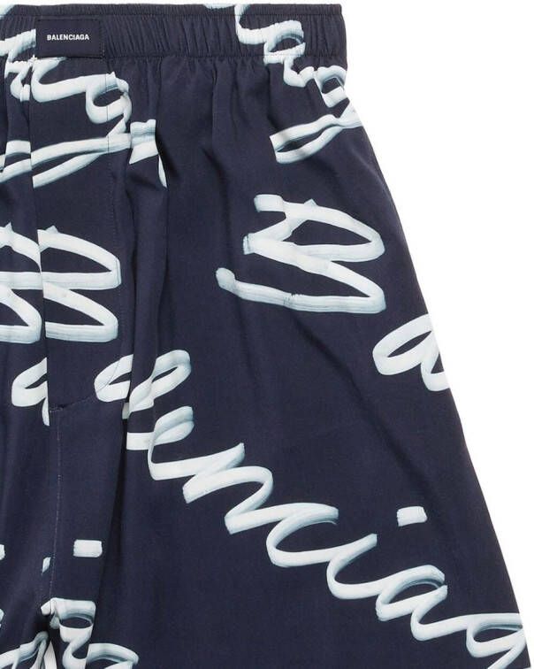 Balenciaga Pyjamashorts met logo Blauw