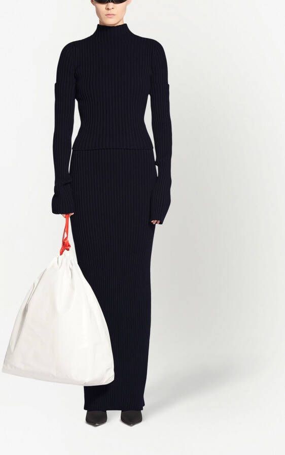 Balenciaga Ribgebreide maxi-jurk Zwart