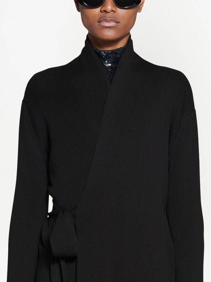 Balenciaga Ribgebreide wikkeljurk Zwart
