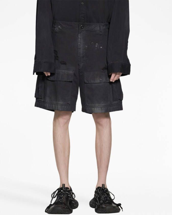Balenciaga Shorts met gewassen-effect Zwart