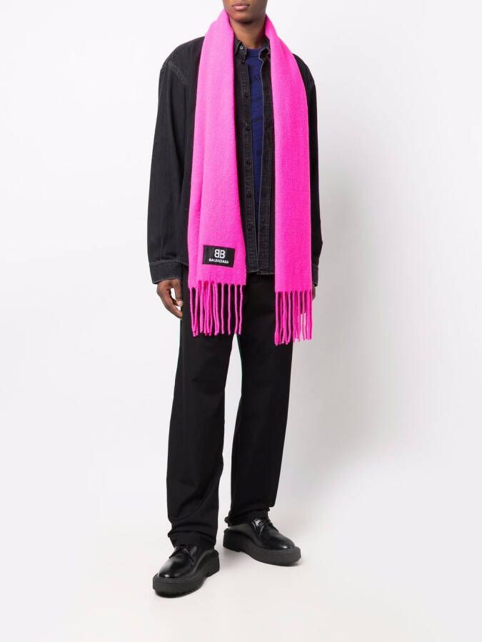 Balenciaga Sjaal met franje Roze