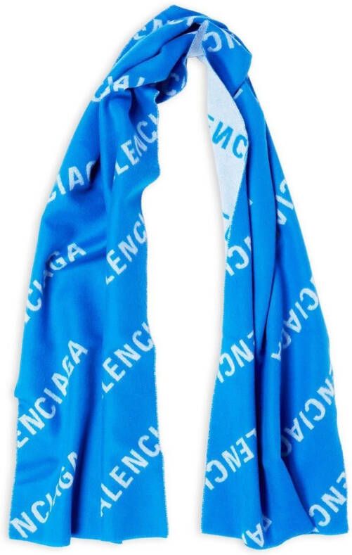 Balenciaga Sjaal met logo Blauw