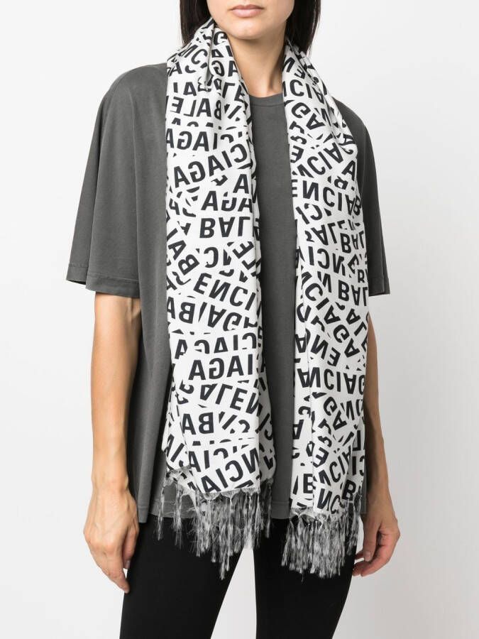 Balenciaga Sjaal met logoprint Wit