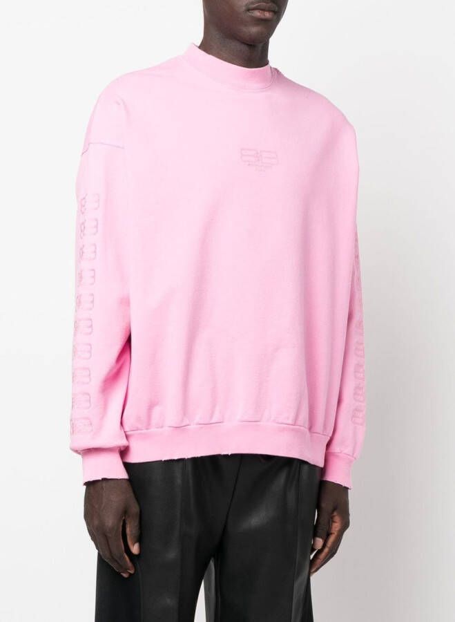 Balenciaga Sweater met geborduurd logo Roze