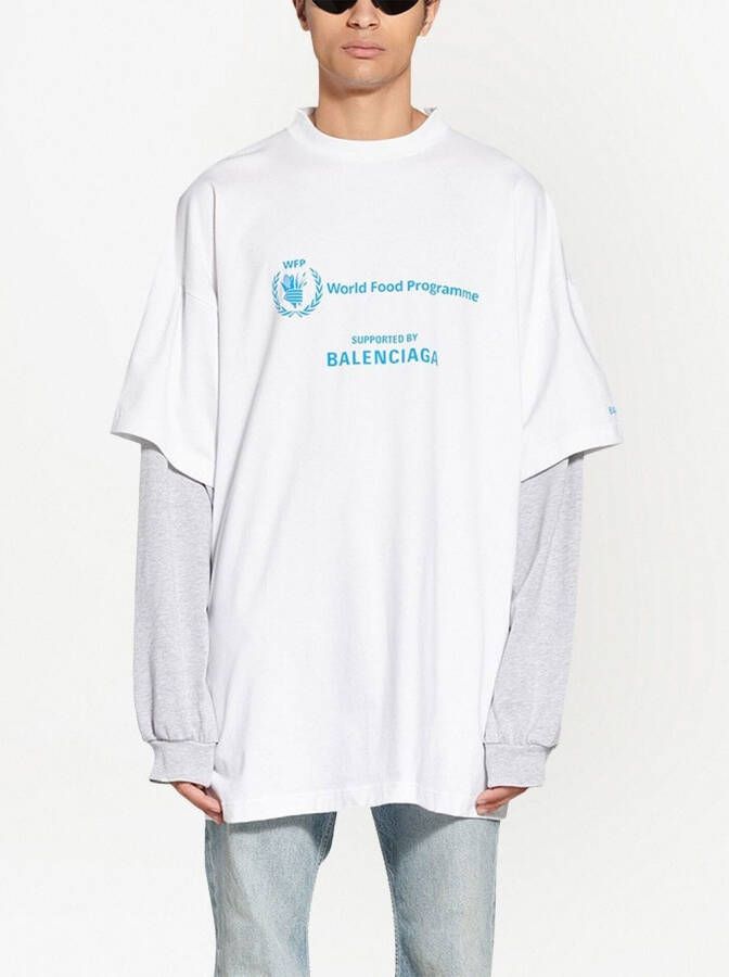 Balenciaga T-shirt met dubbele mouwen Wit