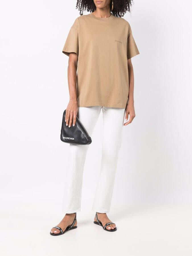 Balenciaga T-shirt met geborduurd logo Beige